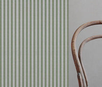Evianne Khaki - Natural curtain fabric with Green Striped print