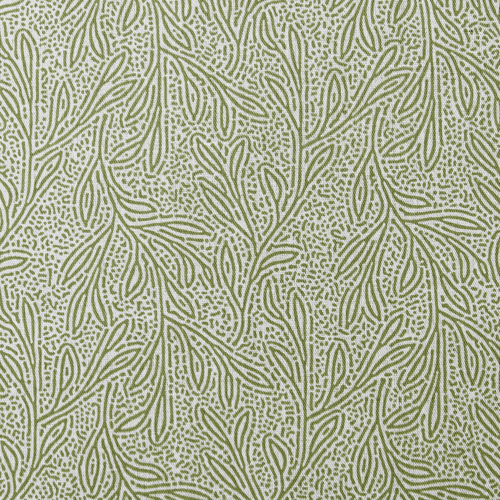 Alma Khaki Linen Fabric- Curtain fabric with Green botanical print