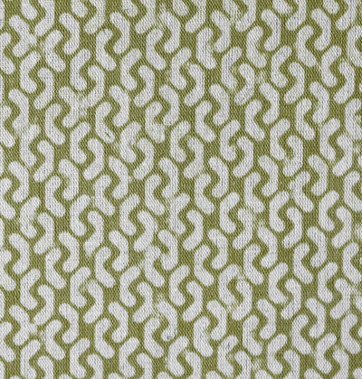 Arina Khaki - Natural curtain fabric, Green abstract print