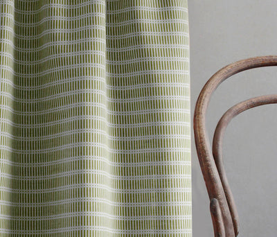 Egenia Khaki - Natural curtain fabric, Green abstract print