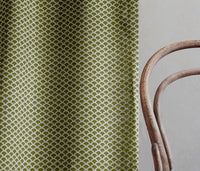 Erle Khaki - Natural curtain fabric, Green contemporary print