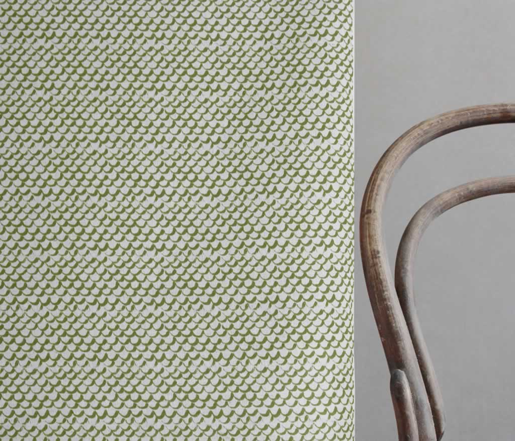 Jenna Khaki - Curtain fabric with Green abstract print
