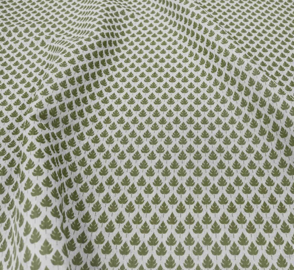 Kira-Nat Khaki - Curtain fabric with Green botanical print