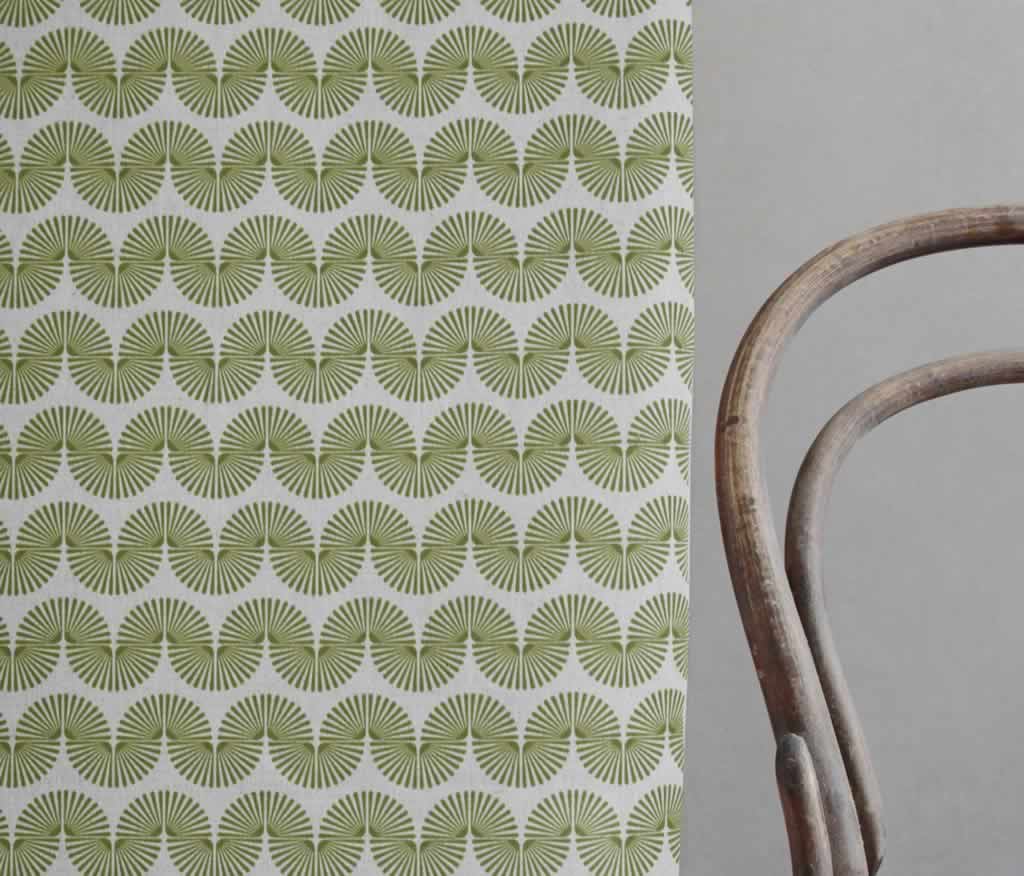 Ofira Khaki - Curtain fabric with Green abstract print