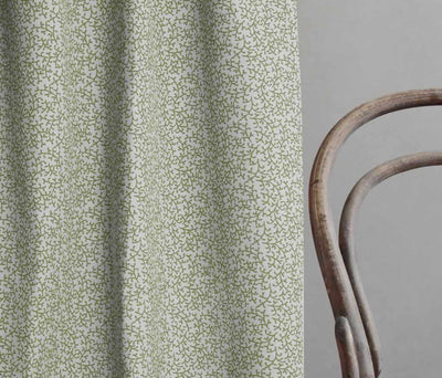 Phila Khaki - Curtain fabric with Green botanical print