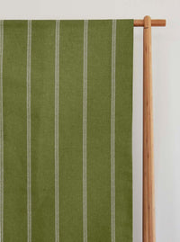 Rana Leaf- Green curtain fabric with hand drawn stripes