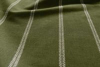 Rana Leaf- Green curtain fabric with hand drawn stripes