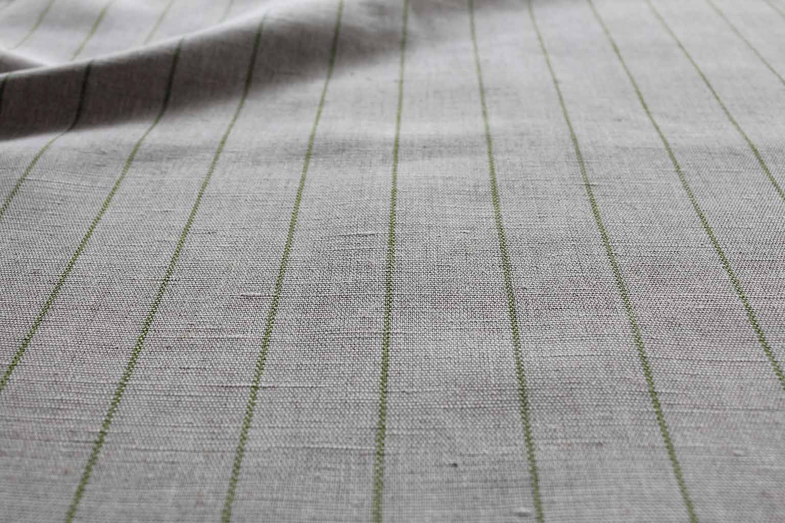 Solveig Leaf - Curtain fabric with Green stripes