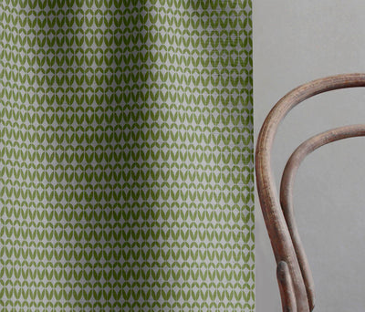Siruna Leaf - Natural curtain fabric, Green contemporary print