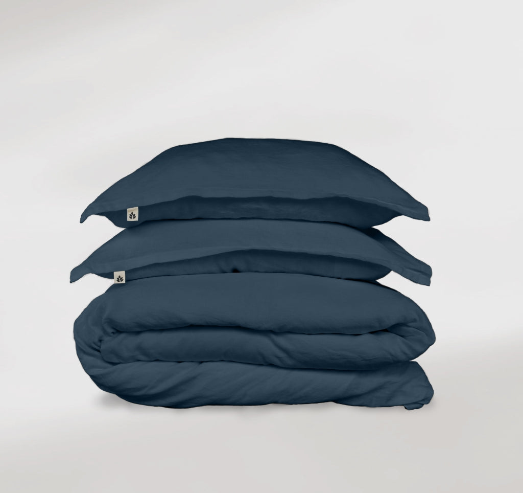 Blue Linen Duvet Cover and Pillow Cases , Linen Bedding Legion Blue Product Shot