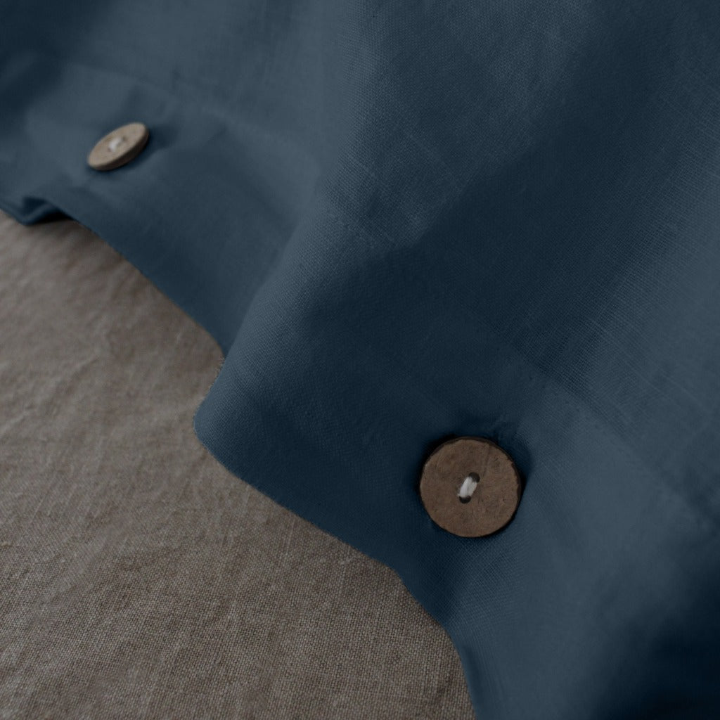 Blue Linen Duvet Cover and Pillow Cases , Linen Bedding Legion Blue Close Up