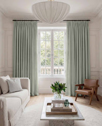 Light Blue Linen Living room curtains - 100% pre-washed linen. Bianco Aqua by Ada & Ina.