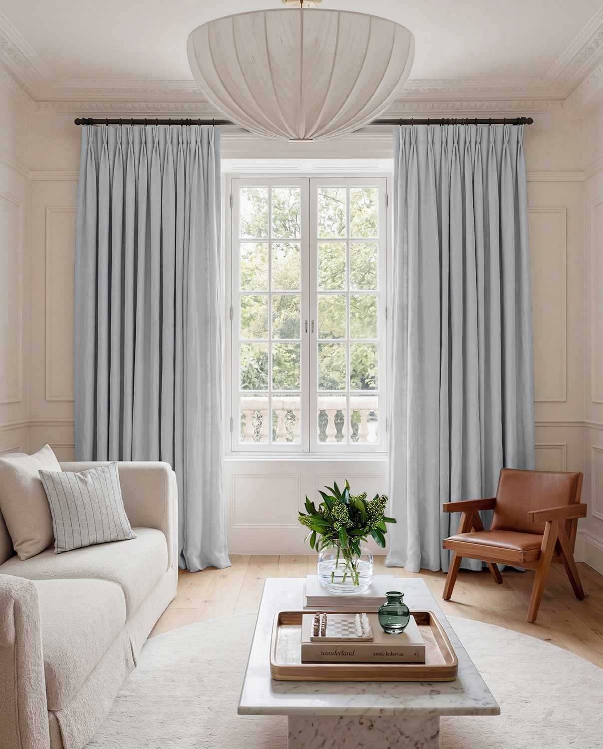 Light Blue Linen Living room curtains - 100% pre-washed linen. Bianco Pale Blue by Ada & Ina.