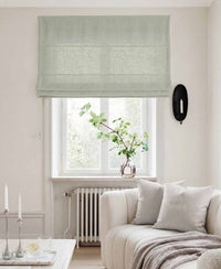 Light Blue Linen Roman blind - Cotton lined. Made of pre-washed 100% linen Bianco Aqua by Ada & Ina.