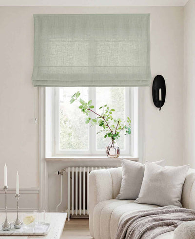 Light Blue Linen Roman blind - Cotton lined. Made of pre-washed 100% linen Bianco Aqua by Ada & Ina.