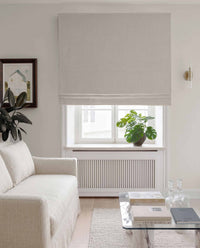 Light Grey Linen Roman blind blackout lined - pre-washed 100% linen. Bianco Clay by Ada & Ina.