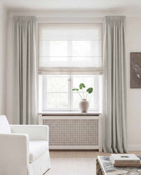 Light Grey Linen curtains blackout lined - pre-washed linen. Bianco Dove by Ada & Ina.