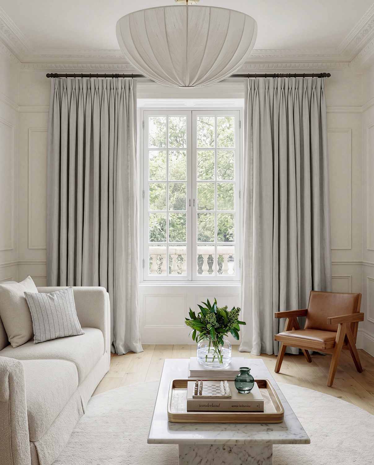 Light Grey Linen Living room curtains - 100% pre-washed linen. Bianco Dove by Ada & Ina.