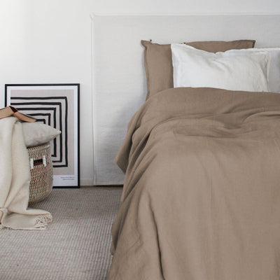 Linen Duvet Cover Single, Chestnut