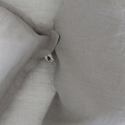 Linen Duvet Cover Single, Light Grey