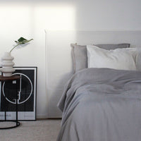 Linen Duvet Cover Single, Light Grey