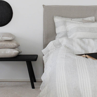 Linen Duvet Cover Double, Wide Stripe