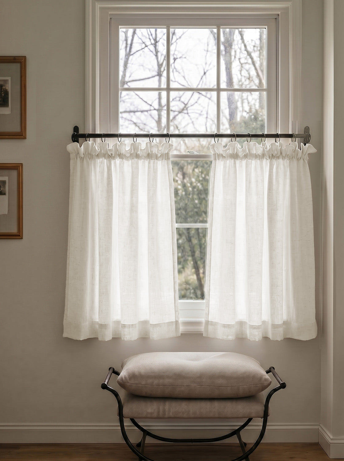 Gabriella White - White Linen Cafe Curtains