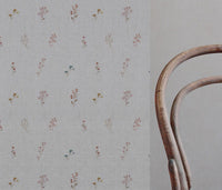 Multi-Coloured Floral Linen Curtain Fabric - Bridget-NAT - Natural base fabric.