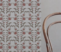 Red and Brown Patterned Linen Curtain Fabric - Dana Red Pebble  - Natural base fabric.