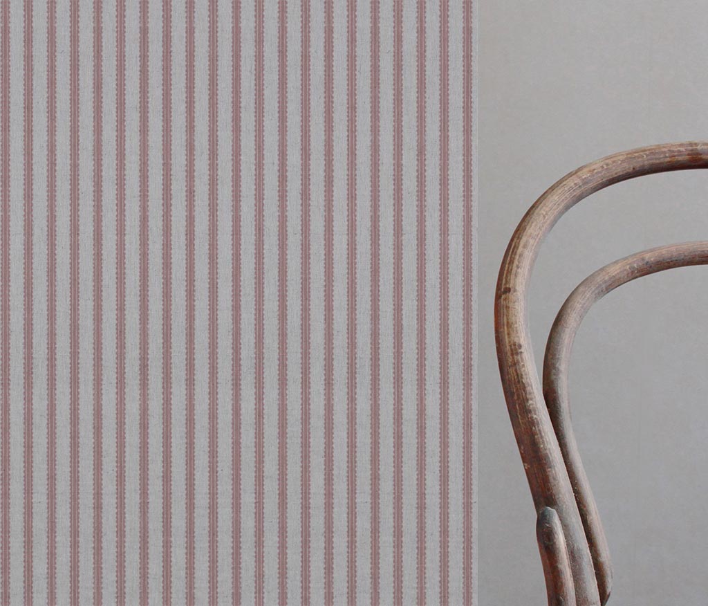 Pink Patterned Linen Curtain Fabric - Fionna Dusty Pink - Natural base fabric.