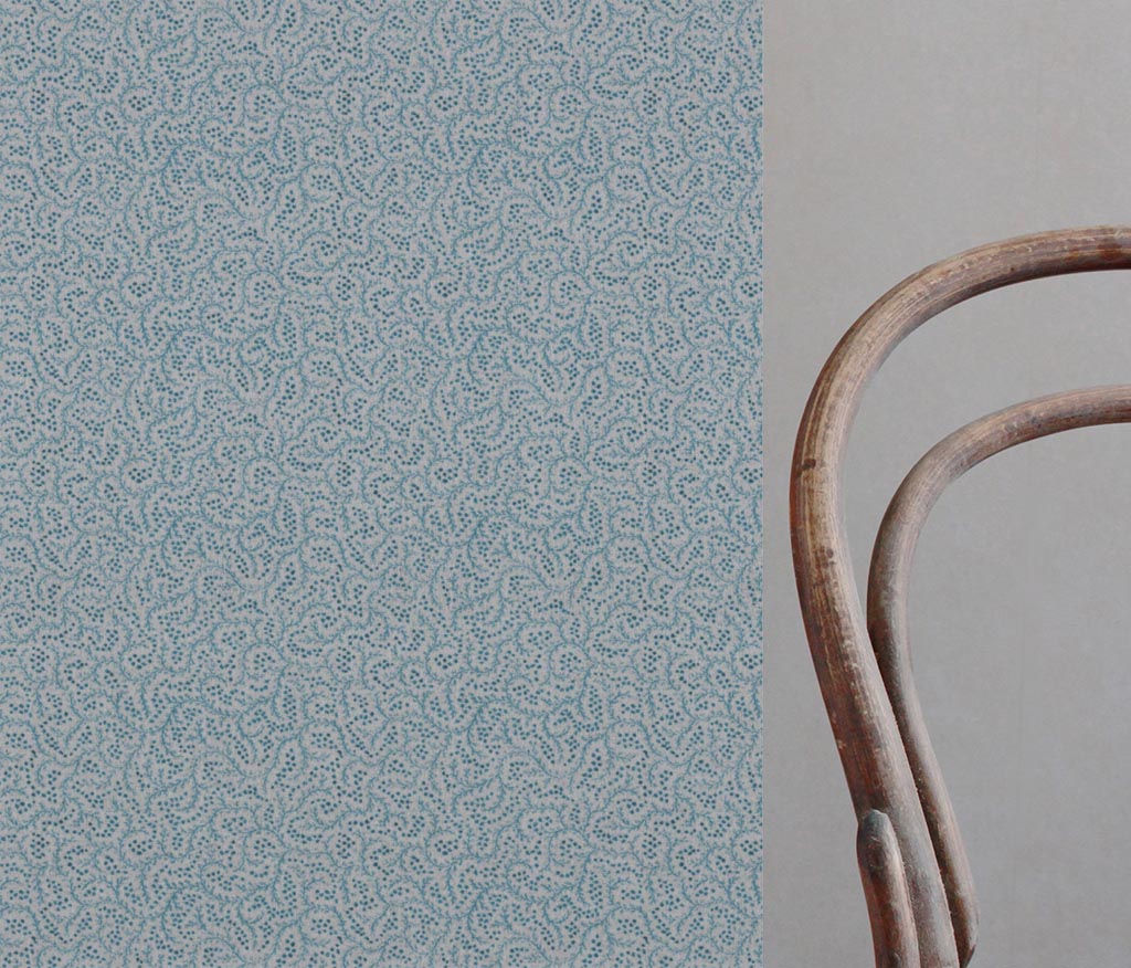 Blue Abstract Linen Curtain Fabric - Freeda Blue Stone - Natural base fabric.