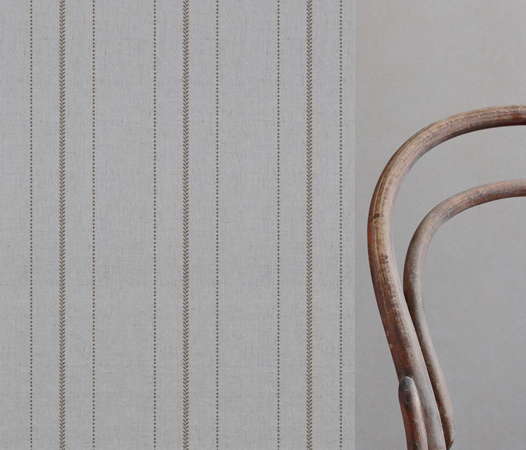 Brown Patterned Linen Curtain Fabric - Inari Sand  - Natural base fabric.