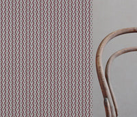 Red Abstract Linen Curtain Fabric - Kirabe Wine - Natural base fabric.