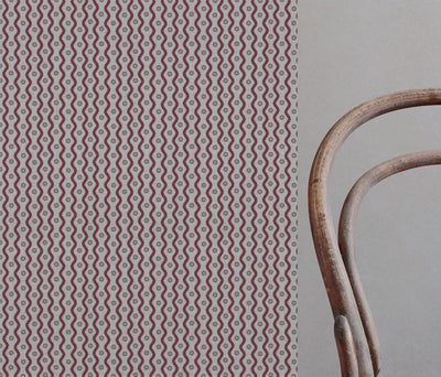 Red Abstract Linen Curtain Fabric - Kirabe Wine - Natural base fabric.