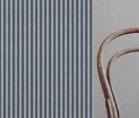 Blue Striped Linen Curtain Fabric - Lisabella Denim - Natural base fabric.