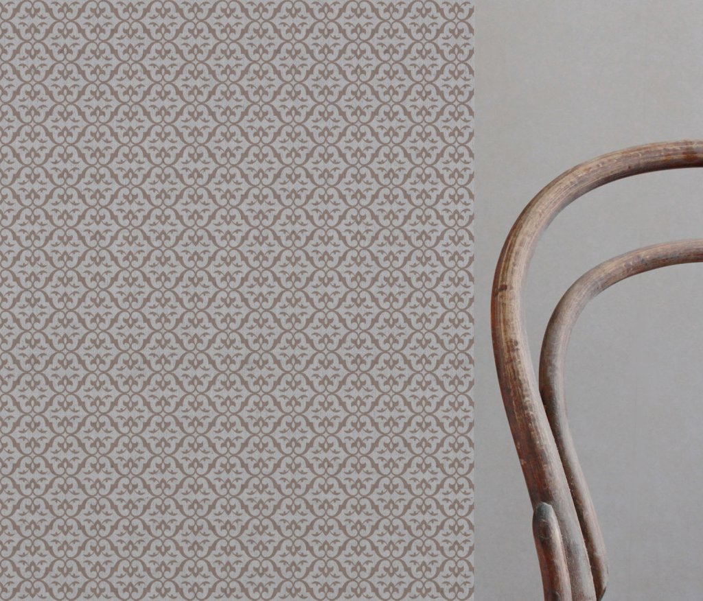 Pink Patterned Linen Curtain Fabric - Brita New Blush - Natural base fabric.