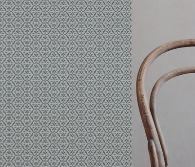 Green Patterned Linen Curtain Fabric - Brita Sage - Natural base fabric.