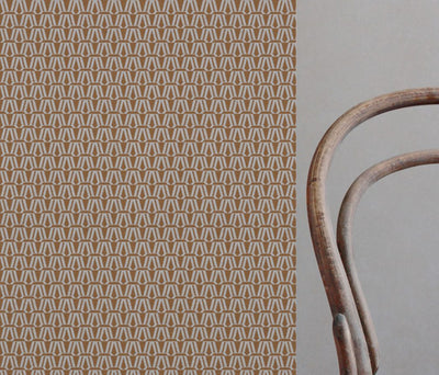 Orange Patterned Linen Curtain Fabric - Elva Tangerine - Natural base fabric.