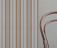 Orange Striped Linen Curtain Fabric - Freja Tangerine - Natural base fabric.