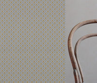Yellow Floral Linen Curtain Fabric - Hilla Mustard Greige - Natural base fabric.