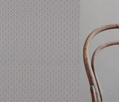Pink Floral Linen Curtain Fabric - Hilla Pink Greige - Natural base fabric.