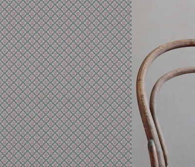 Pink Floral Linen Curtain Fabric - Hilla Pink Pine - Natural base fabric.