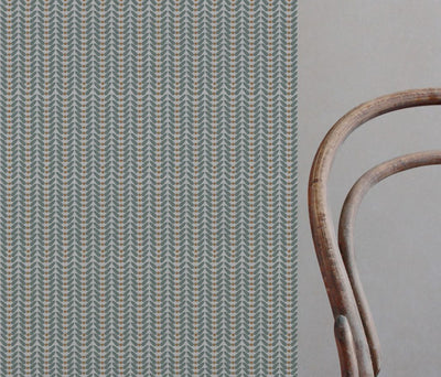 Green / Orange Patterned Linen Curtain Fabric - Hulda Sage Ochre - Natural base fabric.