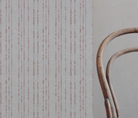 Pink Patterned Linen Curtain Fabric - Pearls Dusty Pink - Natural base fabric.