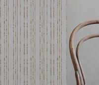 Orange / Yellow Patterned Linen Curtain Fabric - Pearls Gold Ochre - Natural base fabric.