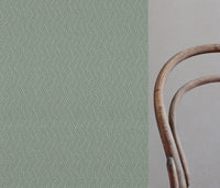 Green Patterned Linen Curtain Fabric - Vera Verde - Natural base fabric.