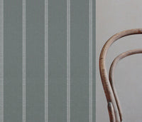 Rana Sage - Light Green curtain fabric with hand drawn stripes