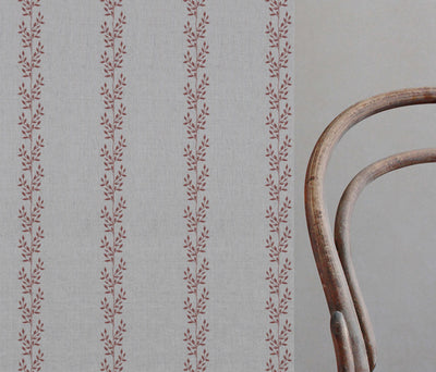 Shena Crimson Red - Natural fabric with botanical Red print
