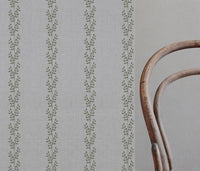 Shena Khaki - Natural fabric with botanical Green print