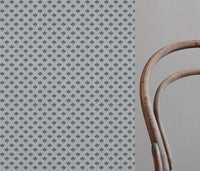 Blue Botanical Linen Curtain Fabric - Olgie Blue Stone - Natural base fabric.
